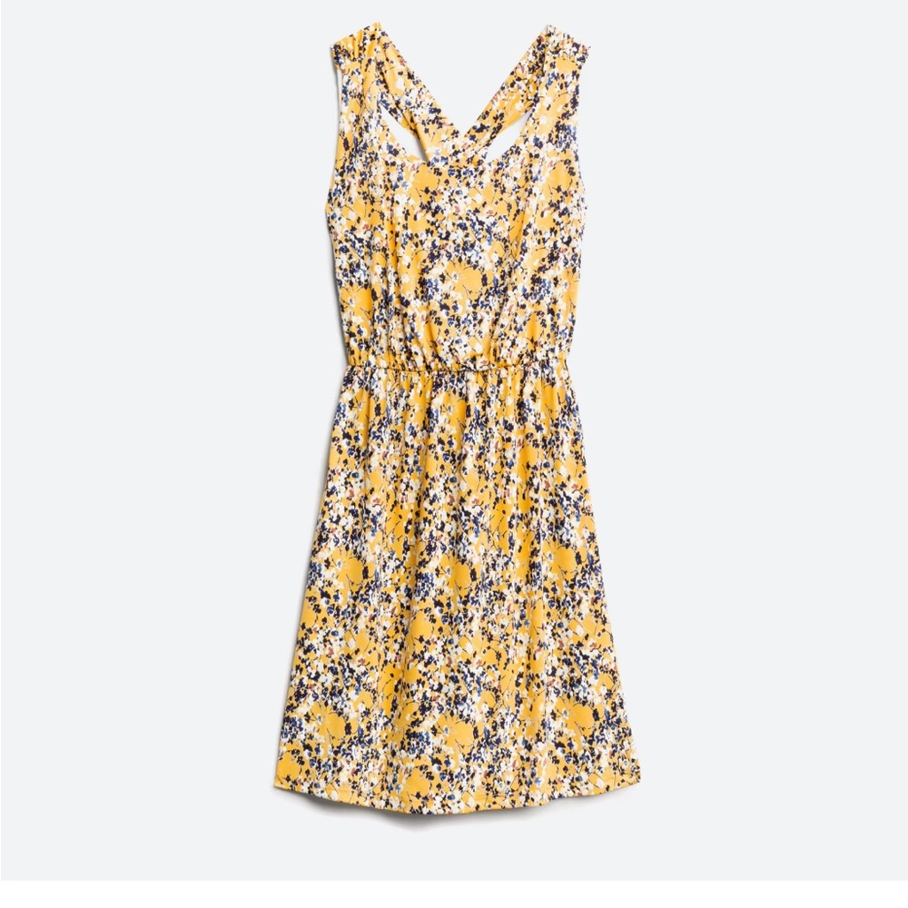 Yellow floral cocktail length dress - NWT